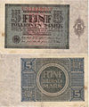 5 Bio. Mark (5.000.000.000.000 Mark) 15. März 1924 (Wert 5 Rentenmark – Wechselkurs 15. November 1923)