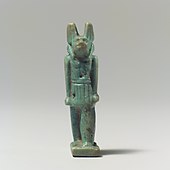 Anubis amulet; 664–30 BC; faience; height: 4.7 cm; Metropolitan Museum of Art
