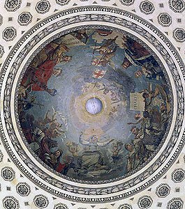 The Apotheosis of Saint Genevieve, in the dome by Antoine-Jean Gros (1811–1834)