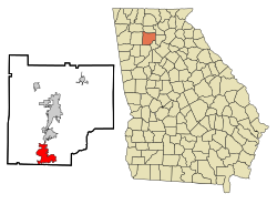 Location in Cherokee County and the state of Georgia