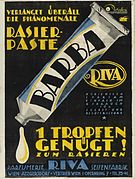 Werbung für Rasiercreme der Marke „Barba“ aus dem Jahr 1920.
