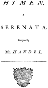 Georg Friedrich Händel – Imeneo – Titelseite des Librettos – Dublin 1740