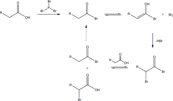Hell-Volhard-Zelinsky reaction mechanism overall