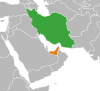 Location map for Iran and the United Arab Emirates.