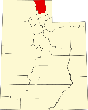 Map of Utah highlighting Cache County