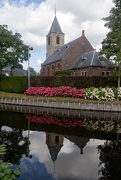 The Dorpskerk (lit. "village church") on the Dorpsstraat (lit. "village street"), the historic centre of Nootdorp.