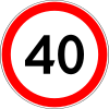 Maximum speed limit (40 km/h)