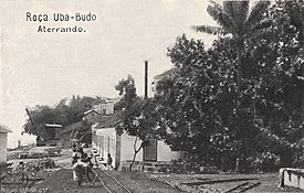 Decauville-Gleisjoche am Bahnhof Roça Uba Budo
