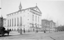 Early 20th-century negative of St. Aloysius Church and Gonzaga College