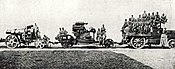 A Skoda 305 mm Model 1911 siege howitzer disassembled for transport.