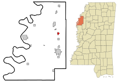 Location of Mound Bayou in Mississippi