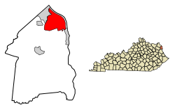 Location of Ashland in Boyd County, Kentucky