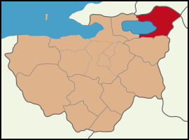 Map showing İznik District in Bursa Province