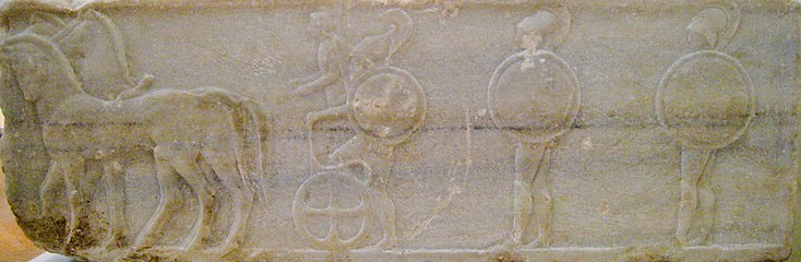 Chariot and hoplites, built into the Themistoclean Wall