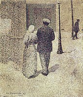 Charles Angrand, Couple dans la rue, 1887, oil on canvas, 38.5 x 33 cm, Musée d'Orsay, Paris