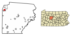 Location of DuBois in Clearfield County, Pennsylvania.