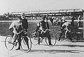 The cycling sprint event at the 1900 Olympic Games in the Bois de Vincennes.