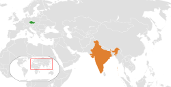 Map indicating locations of Czech Republic and India