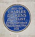 Blue plaque on BMA House commemorating Dickens and Tavistock House