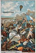 Colored printed card shows the Battle of Fleurus (1794)