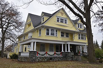 Edward D. Libbey House in Toledo, Ohio an example of Shingle Style with Colonial Revival architectural elements, 2018