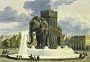 Dernier projet pour la fontaine de l'Éléphant de la Bastille (1809–1810), Watercolor by Jean-Antoine Alavoine