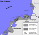 Historical settlement areas of the Frisians, and areas where a Frisian language is spoken