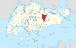 Location of Hougang in Singapore