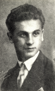 Grainy, black and white photo of a young Armenian man from the neck up.