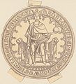 Seal of Haakon as King (obverse), in known use 1305–18 (Norwegian coat of arms on reverse).