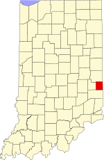 Map of Indiana highlighting Union County
