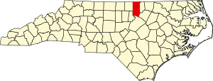 Map of North Carolina highlighting Granville County
