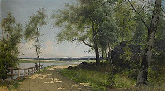Summer Landscape with Road by the Water