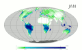 Average global, monthly Precipitation (meteorology)