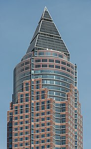Messeturm in Frankfurt, Germany, by Helmut Jahn (1990), a Postmodern building that is reminiscent of Art Deco architecture[164]
