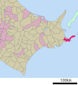 Location of Nemuro in Hokkaido (Nemuro Subprefecture)