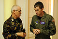 Ohio National Guard's Bilateral Affairs Officer (BAO) in Hungary, talks with a Hungarian counterpart