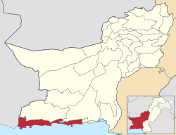 Map of Balochistan with Gwadar District highlighted