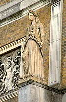One of four caryatids on the east front of Pitzhanger Manor. Modelled on the sanctuary of Pandrosus, Athens. (See "Pitzhanger Manor section")