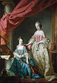 Caroline Mathilde (stehend) mit ihrer Schwester Louisa (1749–1768), Francis Cotes 1767