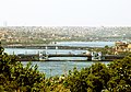 Looking upstream from Seraglio Point in 2006. Galata, Atatürk, and Haliç bridges are seen from closest to farthest. The Golden Horn Metro Bridge, presently positioned between the first two bridges, was completed eight years after this photograph, and is thus not visible.