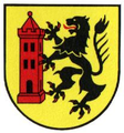Turm im Wappen von Meißen wird vom Löwen gehalten