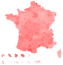 Support for Mélenchon by department and major city