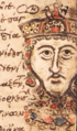 An imaginary portrait of Constantine the Great (r. 306–337), depicting him with an ahistorical mustache.[28]