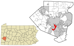 Location in Allegheny County and the U.S. state of Pennsylvania