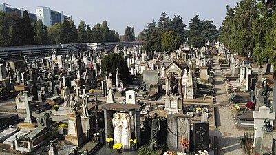 Cemetery section from above