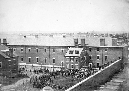 An alternate view of the execution, taken from the roof of the Arsenal