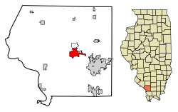 Location of Murphysboro in Jackson County, Illinois