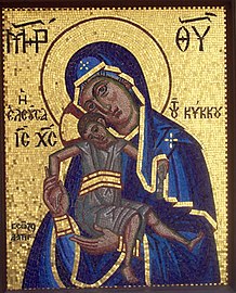 Icon of the Mother of God "Merciful". (Mosaic icon from Kykkos Monastery, Cyprus).
