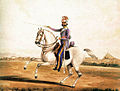 Indian cavalry trooper armed with a sabre and two pistols